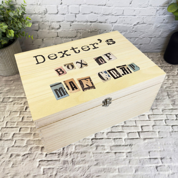 Newspaper Cutouts Men's Bit's & Bobs Personalised Wooden Keepsake Storage Box