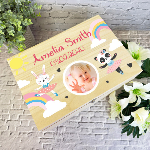 Baby Girl Ballerina Keepsake Memory Photo Personalised Wooden Keepsake Box