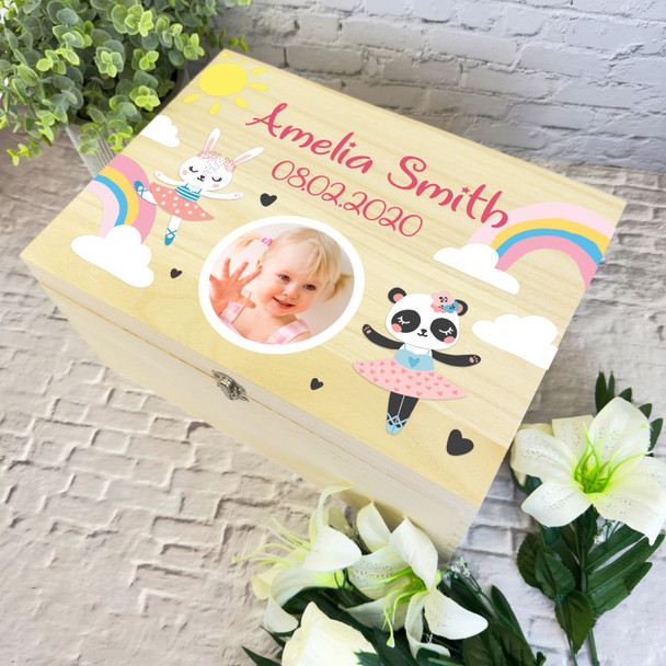 Baby Girl Ballerina Keepsake Memory Photo Personalised Wooden Keepsake Box