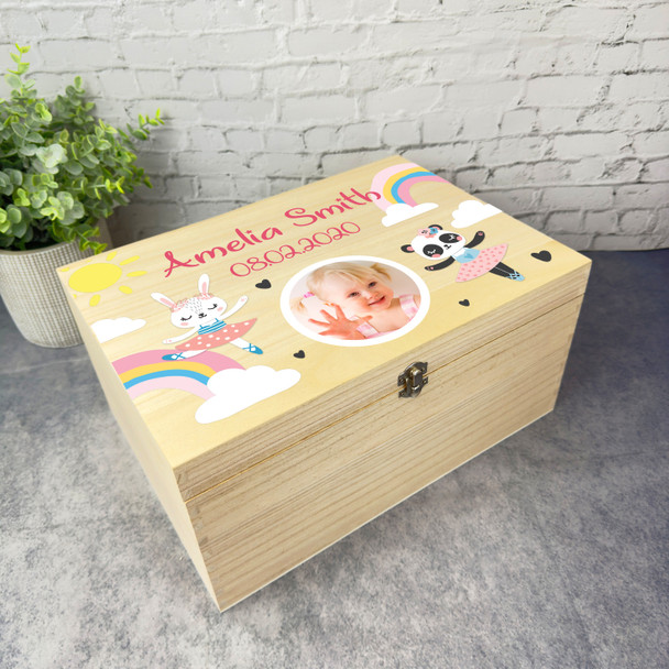 Baby Girl Ballerina Keepsake Memory Photo Personalised Wooden Keepsake Box