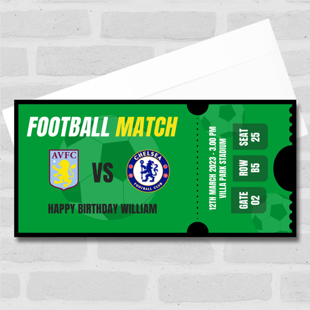 Green Football Any Team Going To Match Personalised Surprise Ticket Gift Voucher