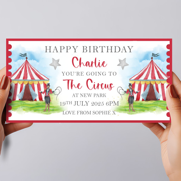 Going To The Circus Tent Any Occasion Personalised Surprise Ticket Gift Voucher