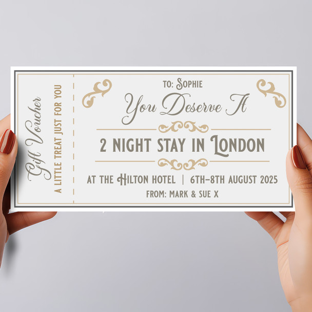 You Deserve It Gold Elegant Any Event Personalised Surprise Ticket Gift Voucher