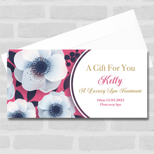 Pink White Floral Any Occasion Gift Personalised Surprise Ticket Gift Voucher