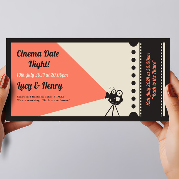 Retro Cinema Camera Date Night Gift Personalised Surprise Ticket Gift Voucher