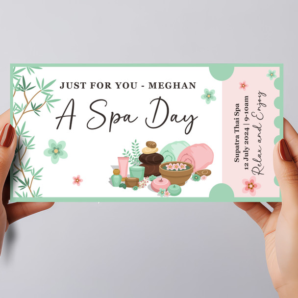 Pink Spa Icon Spa Day Just For You Personalised Surprise Ticket Gift Voucher