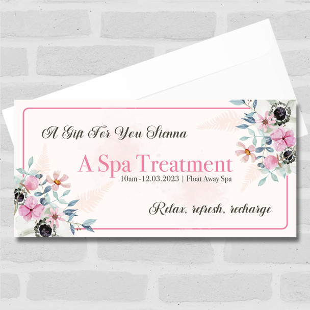 Floral Vintage Spa Treatment Gift Personalised Surprise Ticket Gift Voucher