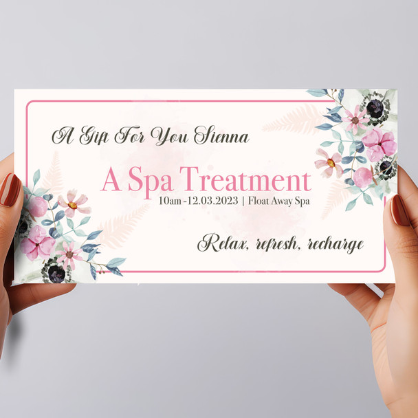 Floral Vintage Spa Treatment Gift Personalised Surprise Ticket Gift Voucher