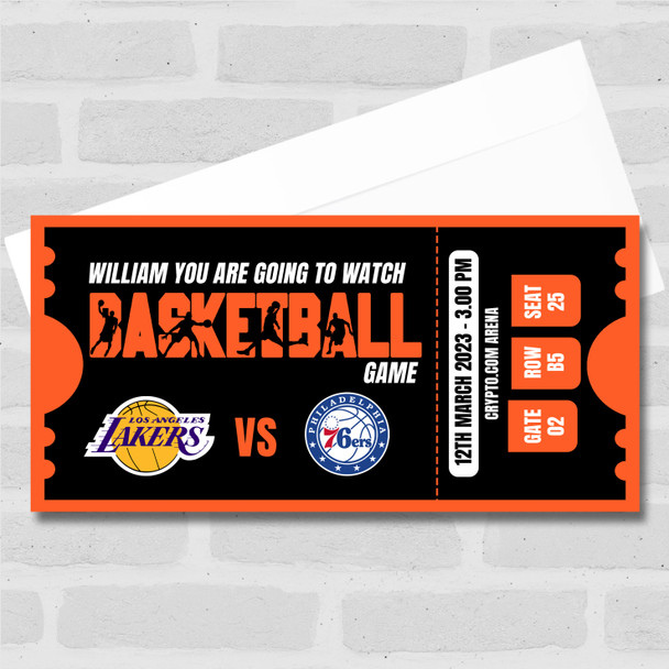 Going To Watch A Basketball Game Personalised Surprise Ticket Gift Voucher