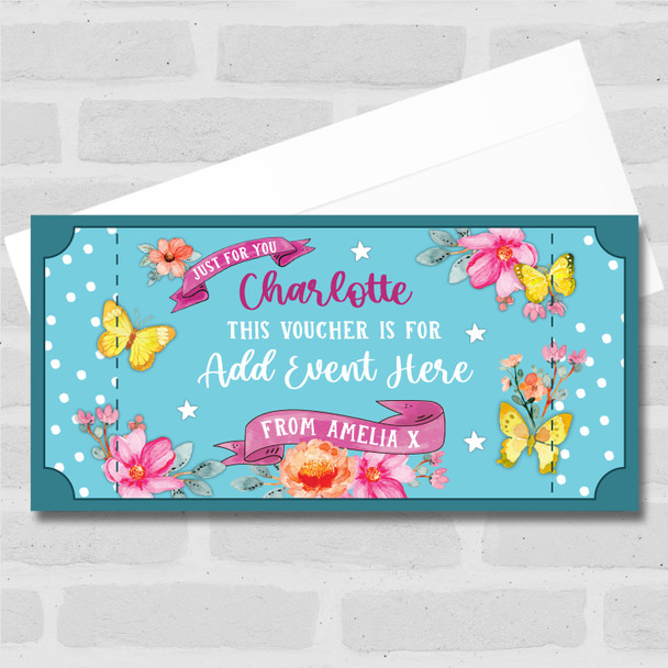 Butterfly Any Occasion Voucher Personalised Surprise Ticket Gift Voucher