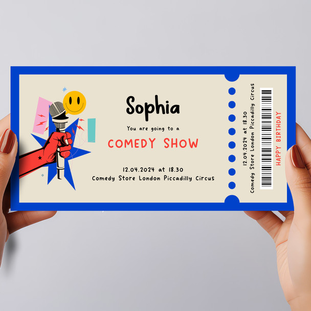 Microphone Going Comedy Show Personalised Surprise Ticket Gift Voucher