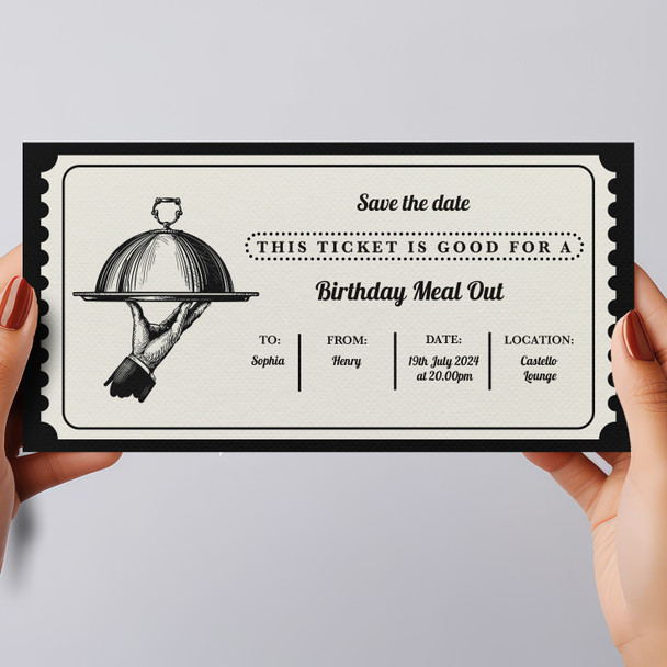 Retro Gift Birthday Meal Out Personalised Surprise Ticket Gift Voucher