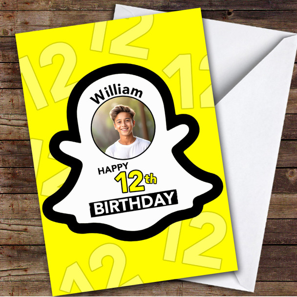 Snapchat Photo Any Age Children's Personalised Kid's Birthday Card