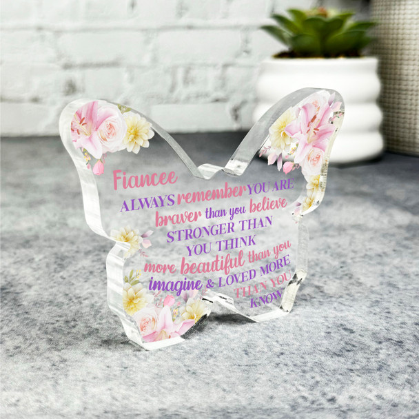 Gift For Fiancee Braver Than You Believe Positive Butterfly Keepsake Plaque