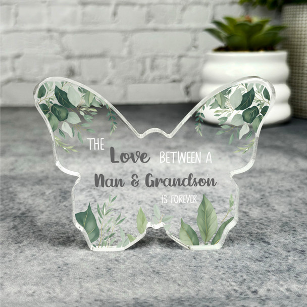 Leaves Love Between An Nan and Grandson Gift Butterfly Keepsake Plaque Ornament