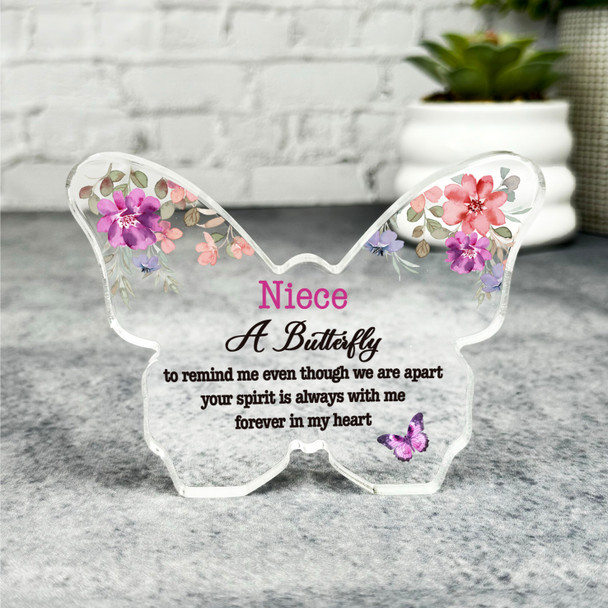 Niece Watercolour Floral Memorial Gift Butterfly Keepsake Plaque Ornament