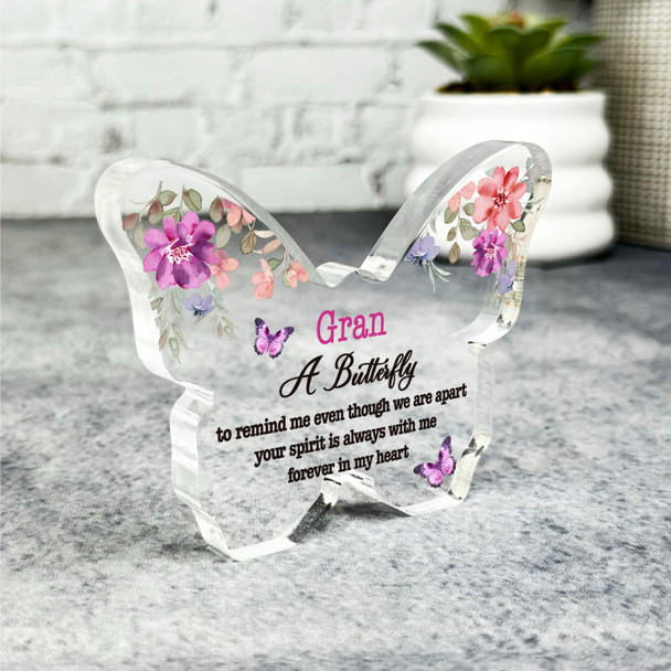 Gran Watercolour Floral Memorial Gift Butterfly Keepsake Plaque Ornament Present