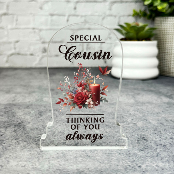 Special Cousin Red Candle Remembrance Memorial Gift Gravestone Keepsake Plaque