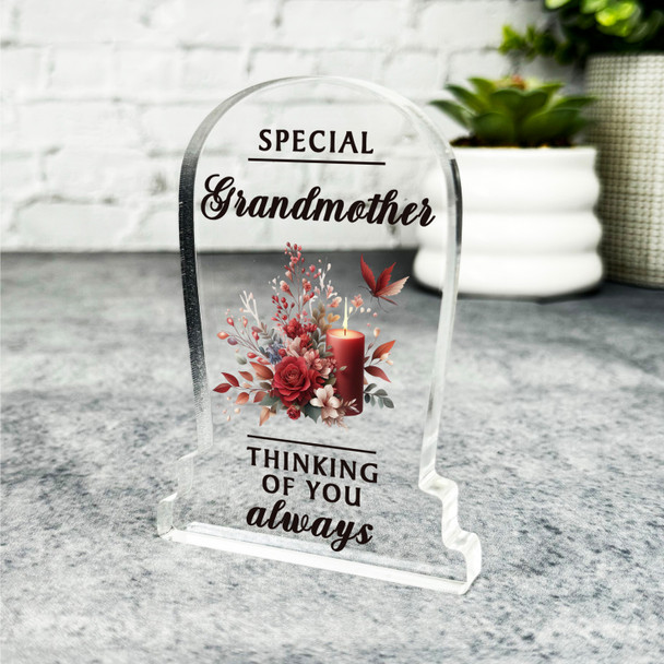 Special Grandmother Red Candle Memorial Gift Gravestone Keepsake Plaque