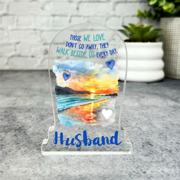 Husband Blue Beach Remembrance Memorial Gift Sympathy Gravestone Keepsake Plaque
