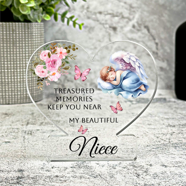Niece Sleeping Floral Angel Kids Memorial Gift Heart Ornament Keepsake Plaque