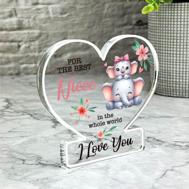 Best Niece Floral Cute Elephants Gift Heart Ornament Keepsake Plaque Ornament