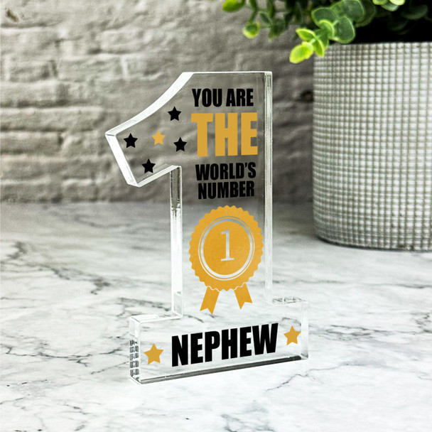 The World's No.1 Nephew Gift Number One Award Keepsake Plaque Ornament Present