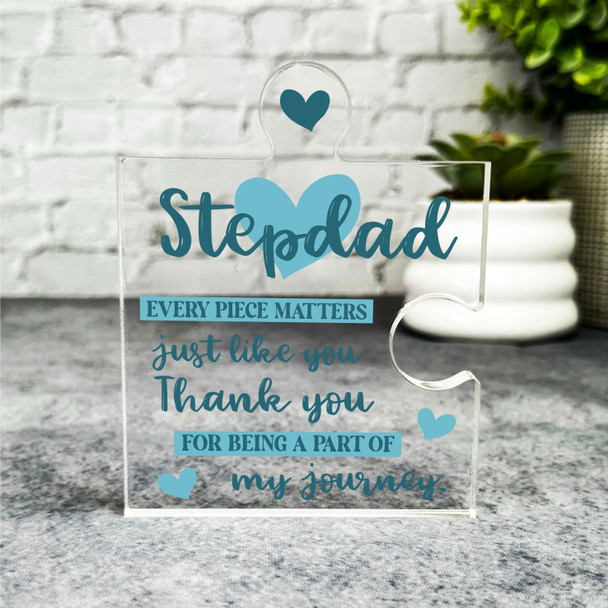 Gift For Stepdad Every Piece Matters Blue Puzzle Piece Keepsake Plaque Ornament