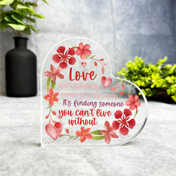 Love Red Flowers Romantic Gift Side Heart Keepsake Plaque Ornament Present