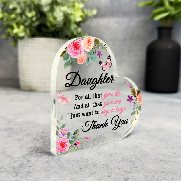Gift For Daughter Thank You Floral Butterflies Side Heart Keepsake Plaque