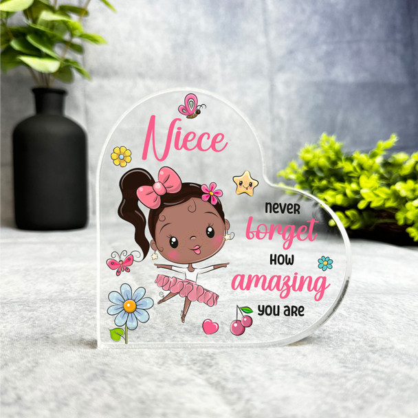 Gift For Niece Dark Skin Cute Ballerina Girl Side Heart Keepsake Plaque Ornament Gift For Niece Dark Skin Cute Ballerina Girl Side Heart Keepsake Plaque Ornament