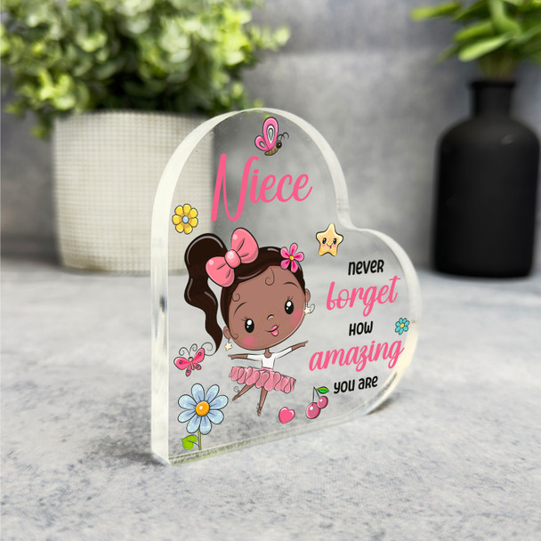 Gift For Niece Dark Skin Cute Ballerina Girl Side Heart Keepsake Plaque Ornament Gift For Niece Dark Skin Cute Ballerina Girl Side Heart Keepsake Plaque Ornament