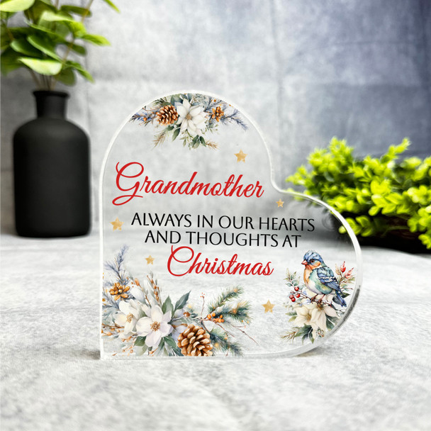 Grandmother Christmas Watercolour Floral Gift Side Heart Keepsake Plaque Decor