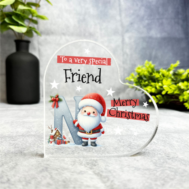Gift For Special Friend Christmas Alphabet Letter N Side Heart Keepsake Plaque