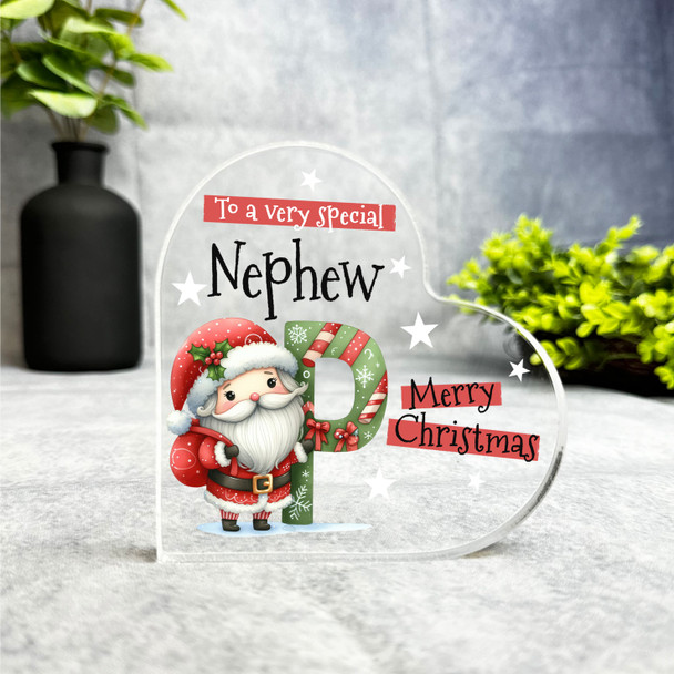 Gift For Special Nephew Christmas Alphabet Letter P Side Heart Keepsake Plaque
