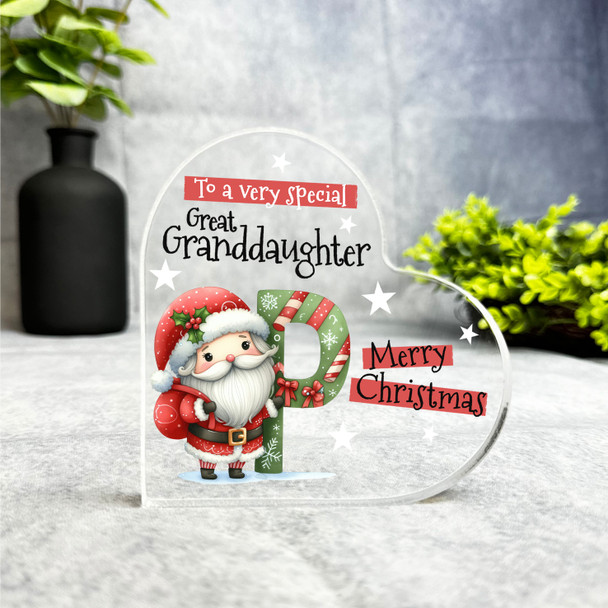 Gift For Special Great Granddaughter Christmas Letter P Heart Keepsake Plaque