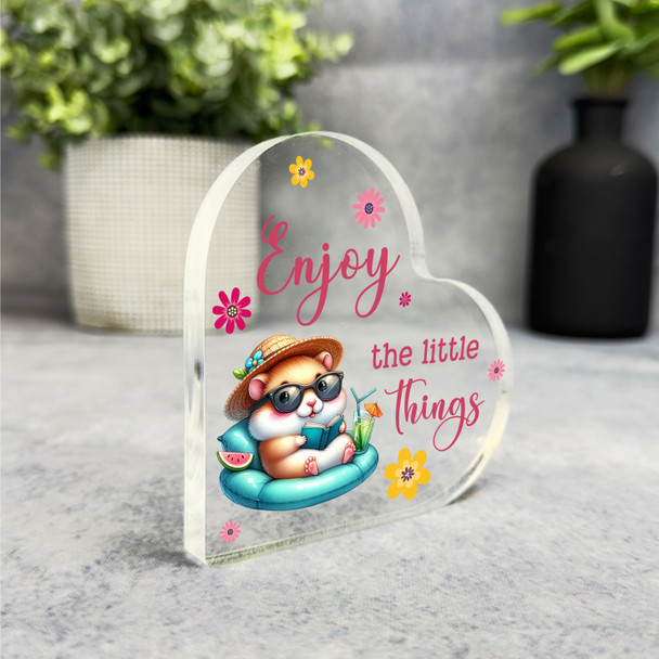Hamster Relaxing Enjoy The Little Things Positive Gift Heart Keepsake Plaque