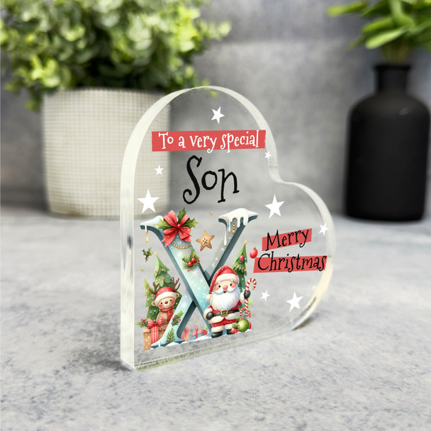 Gift For Special Son Christmas Alphabet Letter X Side Heart Keepsake Plaque
