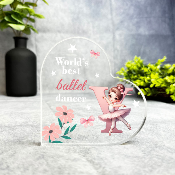 Gift For Ballet Dancer Name Initial Y Side Heart Keepsake Plaque Ornament