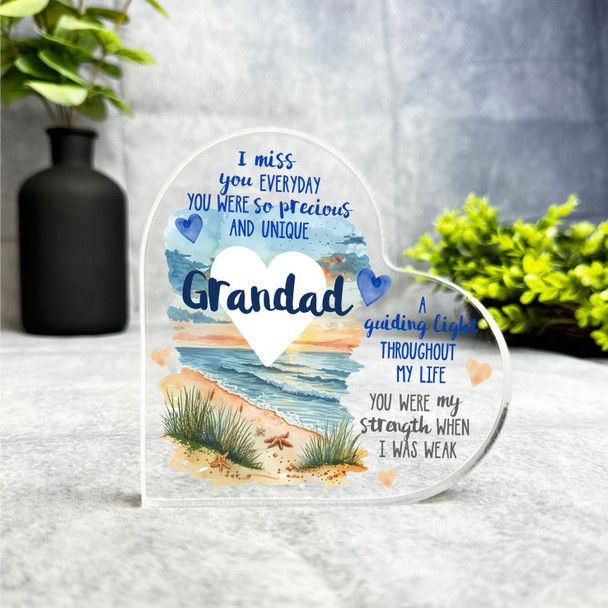 Grandad Memorial Beach Miss You Everyday Gift Side Heart Keepsake Plaque Present
