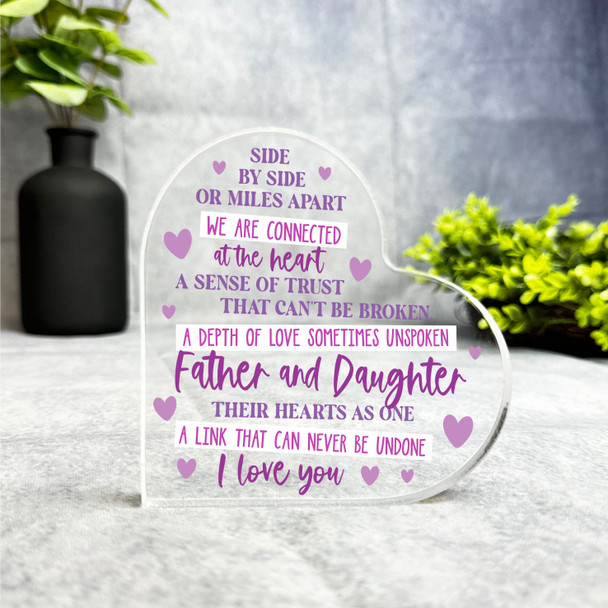 Gift For Father and Daughter Connected At Heart Pink Hearts Heart Keepsake Plaque