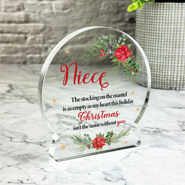 Niece Floral Remembrance Christmas Memorial Gift Snow Globe Keepsake Plaque Decor