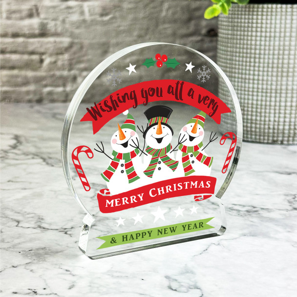 Snowmen Wishing You All A Merry Christmas Gift Snow Globe Keepsake Plaque Decor Snowmen Wishing You All A Merry Christmas Gift Snow Globe Keepsake Plaque Decor
