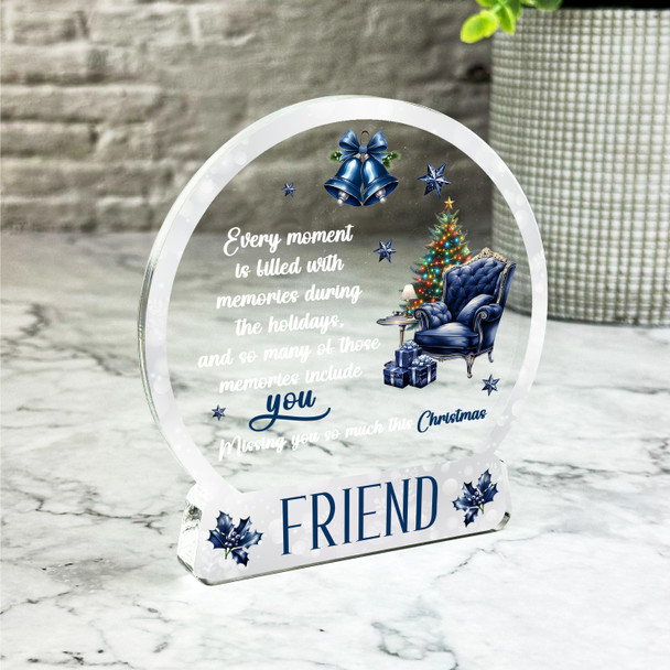 Friend Navy Chair Tree Christmas Memorial Gift Snow Globe Keepsake Plaque