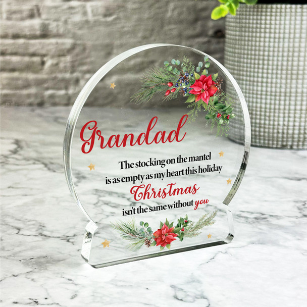 Grandad Floral Remembrance Christmas Memorial Gift Snow Globe Keepsake Plaque