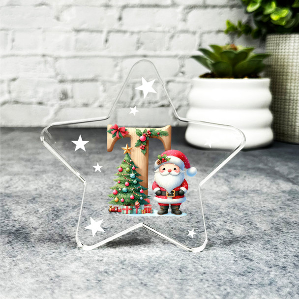 Gift For Christmas Alphabet Letter T Star Award Keepsake Plaque Decoration