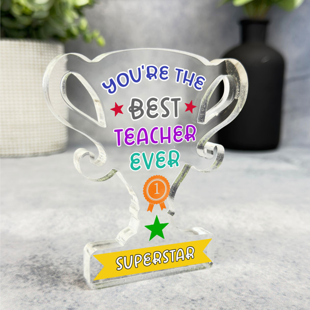 Gift For The Best Teacher Ever Award Trophy Keepsake Plaque Ornament Present