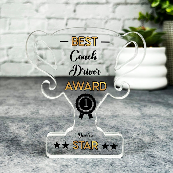 Gift For Best Coach Driver No 1 Rosette Trophy Keepsake Plaque Ornament Present