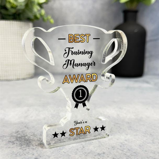 Gift For Best Training Manager No 1 Rosette Trophy Keepsake Plaque Ornament
