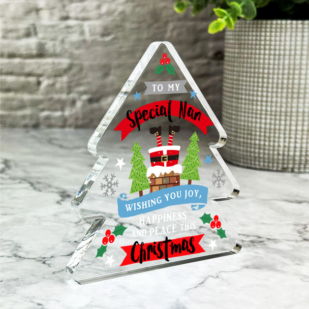 Gift For Nan Santa Chimney Happiness and Peace Christmas Xmas Tree Keepsake Plaque